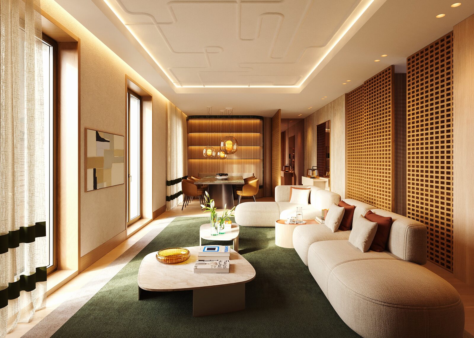 Casa Lamar residence lounge and dining space